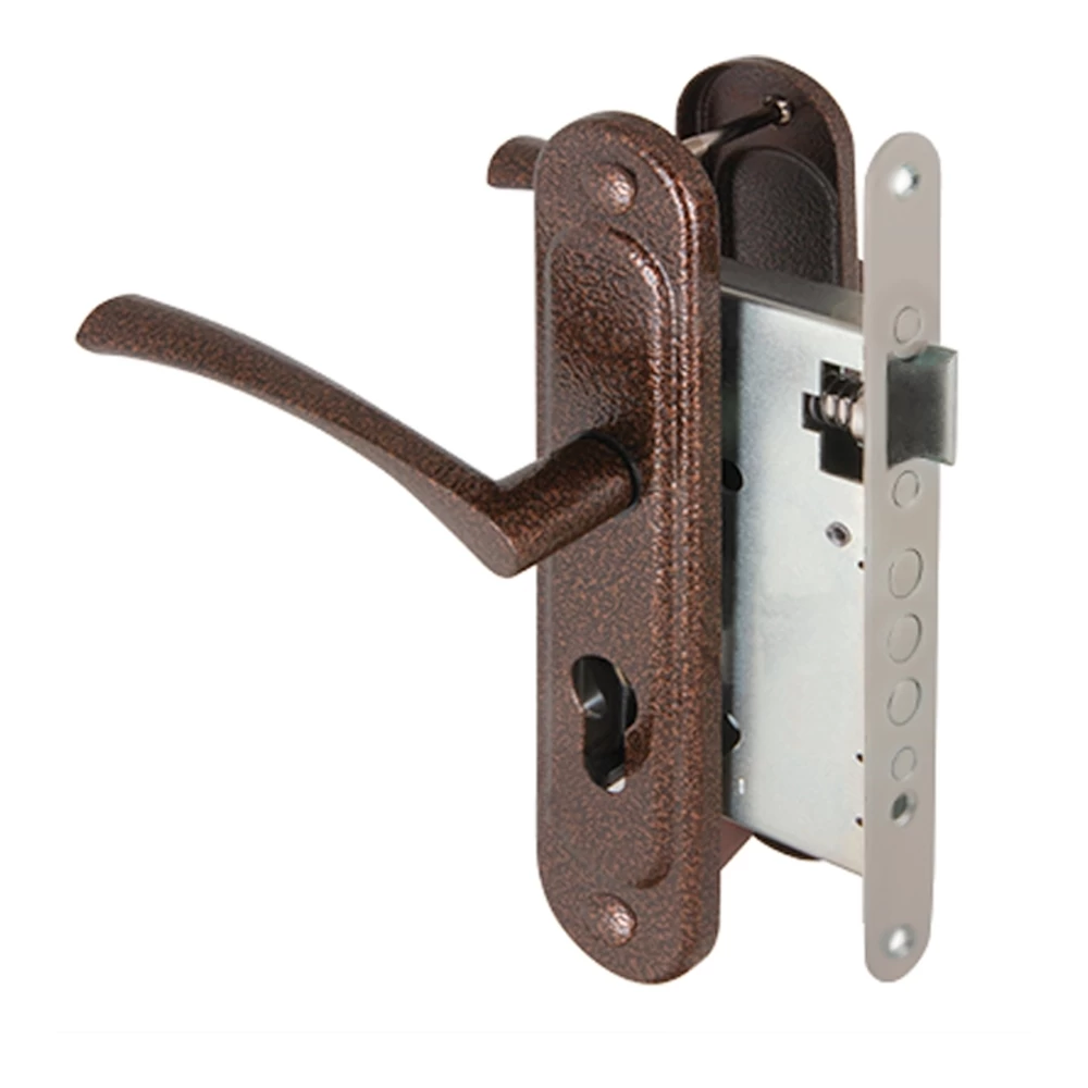 Фото Корпус врезного замка с ручками на планке KIT А7-5555/3 W/B MOS