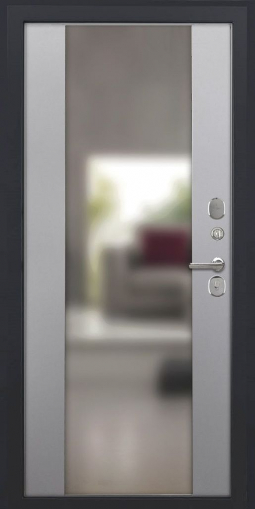 Входная дверь ДвериПРО L-43 Алиса (16мм, ПВХ софт грей, зеркало) DPRO197894 внутренняя сторона
